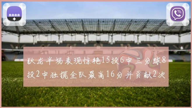 狄龙半场表现惊艳15投6中三分球8投2中独揽全队最高16分并贡献2次抢断